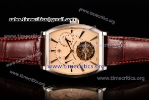 Vacheron Constantin TriVC89024 Malte Tourbillon Power Reserve Beige Dial Brown Leather Steel Watch