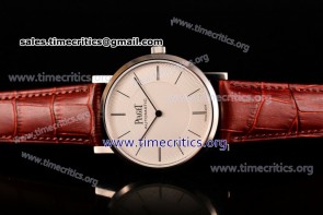 Piaget TriPIA99054 Altiplano White Dial Brown Leather Steel Watch