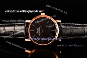 Piaget TriPIA99056 Altiplano Black Dial Black Leather Rose Gold Watch