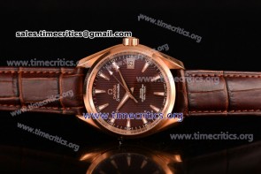 Omega TriOMG29097 Aqua Terra 150 M Co-Axial Brown Dial Brown Leather Rose Gold Watch (EF)