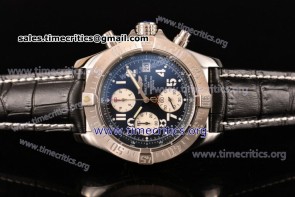 Breitling TriBRL89103 Avenger Seawolf Chronogrpah Black Dial Black Leather Steel Watch