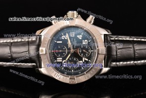 Breitling TriBRL89104 Avenger Seawolf Chronogrpah Black Dial Arabic Numeral Markers Black Leather Steel Watch