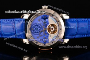 Ulysse Nardin TriUN99072 Skeleton Tourbillon Manufacture Blue/White Dial Blue Leather Steel Watch