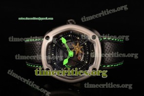 Dietrich TriDi001 OT-1 Multi Tier Dial Green Hands Black Leather PVD Watch