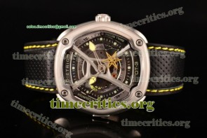 Dietrich TriDi002 OT-3 Multi Tier Dial Yellow Hands Black Leather Steel Watch