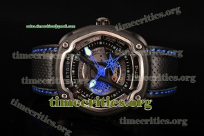 Dietrich TriDi004 OT-4 Multi Tier Dial Blue Hands Black Leather PVD Watch