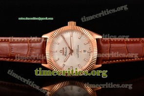 Omega TriOMG29110 Globemaster Co-Axial Master Chronometer White Dial Brown Leather Rose Gold Watch