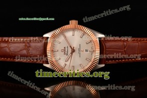 Omega TriOMG29111 Globemaster Co-Axial Master Chronometer White Dial Brown Leather Two Tone Watch