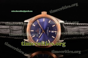 Omega TriOMG291108 Globemaster Co-Axial Master Chronometer Blue Dial Black Leather Two Tone Watch