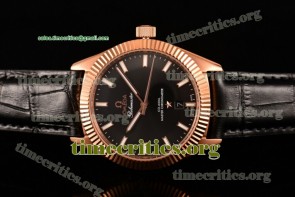 Omega TriOMG291113 Globemaster Co-Axial Master Chronometer Black Dial Black Leather Rose Gold Watch