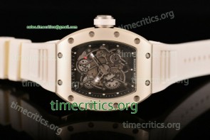 Richard Mille TriRM99095 RM 055 Bubba Watson Tourbillon Skeleton Dial White Rubber Steel Watch