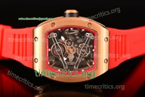 Richard Mille TriRM99111 RM 038 Skeleton Dial Red Inner Bezel Red Rubber Rose Gold Watch