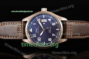 IWC TriIWC89130 Pilot's Watch Mark XVII Blue Dial Brown Leather Steel Watch