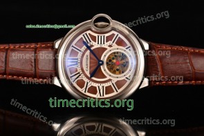 Cartier TriCAR89233 Ballon Bleu De Tourbillon Brown Dial Brown Leather Steel Watch