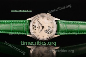 Vacheron Constantin TriVC89079 Metiers d'Art White MOP Dial Diamonds Bezel Green Leather Steel Watch (YF)