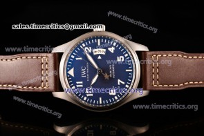IWC TriIWC89134 Pilot's Watch Mark XVII Blue Dial Brown Leather Steel Watch