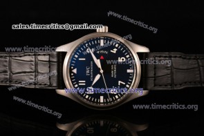 IWC TriIWC89135 Pilot's Watch Mark XVII Blue Dial Black Leather Steel Watch