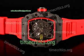 Richard Mille TriRM99117 RM35-01 Skeleton Dial Red Inner Bezel Red Rubber Carbon Fiber Watch (GF)