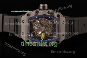 Richard Mille TriRM99121 RM35-01 Skeleton Dial Blue Inner Bezel Black Rubber Carbon Fiber Watch (GF)