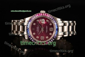 Rolex TriROX89319 Datejust Pearlmaster Purple Dial Diamonds Bezel Steel Watch (BP)