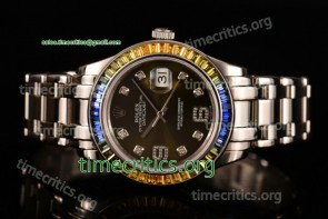Rolex TriROX89320 Datejust Pearlmaster Army Green Dial Diamonds Bezel Steel Watch (BP)