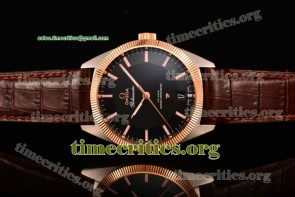 Omega TriOMG291131 Constellation Globemaster Co-Axial Master Chronometer Black Dial Brown Leather Two Tone Watch 