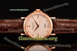 Patek Philippe TriUN99094 Calatrava White Dial Brown Leather Rose Gold Watch