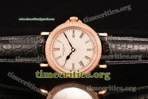 Patek Philippe TriUN99096 Calatrava White Dial Diamonds Bezel Rose Gold Watch