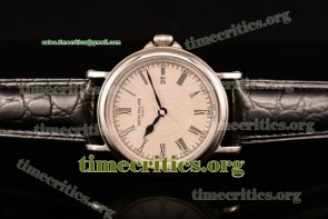 Patek Philippe TriUN99101 Calatrava White Dial Black Leather Steel Watch