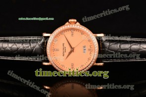 Patek Philippe TriUN99102 Calatrava Rose Gold Dial Diamonds Bezel Rose Gold Watch