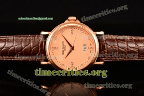 Patek Philippe TriUN99103 Calatrava Rose Gold Dial Brown Leather Rose Gold Watch