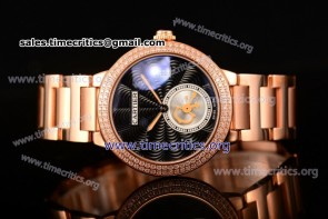 Cartier TriCAR89267 Rotonde De Black Dial Diamonds Bezel Full Rose Gold Watch