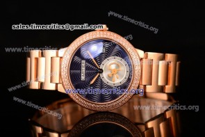 Cartier TriCAR89268 Rotonde De Blue Dial Diamonds Bezel Full Rose Gold Watch