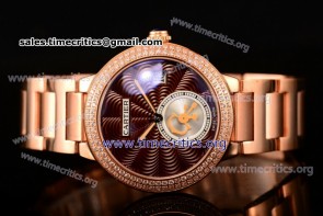 Cartier TriCAR89269 Rotonde De Brown Dial Diamonds Bezel Full Rose Gold Watch