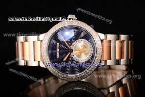 Cartier TriCAR89272 Rotonde De Blue Dial Diamonds Bezel Steel Watch