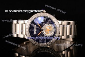 Cartier TriCAR89273 Rotonde De Blue Dial Diamonds Bezel Full Steel Watch