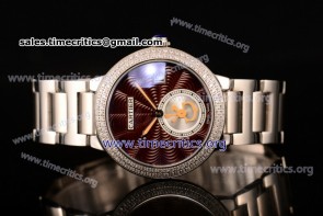 Cartier TriCAR89275 Rotonde De Brown Dial Diamonds Bezel Full Steel Watch