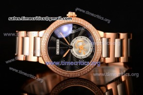 Cartier TriCAR89276 Rotonde De Black Dial Diamonds Bezel Rose Gold Watch