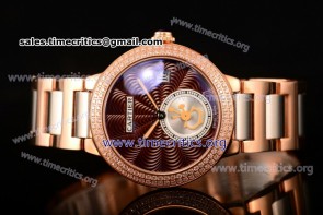 Cartier TriCAR89277 Rotonde De Brown Dial Diamonds Bezel Rose Gold Watch