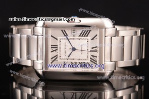 Cartier TriCAR89300 Tank Anglaise White Dial Roman Numeral Markers Full Steel Watch