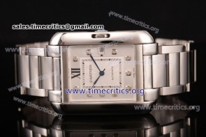 Cartier TriCAR89299 Tank Anglaise White Dial Diamonds Markers Full Steel Watch