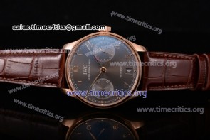 IWC TriIWC89154 Portuguese Grey Dial Brown Leather Rose Gold Watch (ZF)