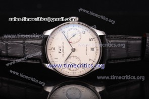 IWC TriIWC89152 Portuguese White Dial Black Leather Steel Watch (ZF)