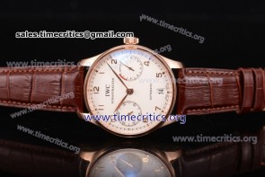 IWC TriIWC89151 Portuguese White Dial Brown Leather Rose Gold Watch (ZF)