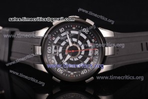 Perrelet Tri005 Turbine XL Paranoia Black/White Rotating Dial Black Rubber Steel Watch