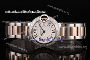 Cartier TriCAR89304 Ballon Bleu De Small White Dial Diamonds Bezel Steel Watch