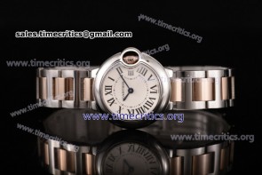 Cartier TriCAR89302 Ballon Bleu De Small White Dial Two Tone Bracelet Steel Watch