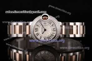 Cartier TriCAR89305 Ballon Bleu De Small Silver Dial Diamonds Bezel Steel Watch