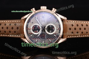 Tag Heuer TriTAG89119 Grand Carrera Calibre 36 Chrono Grey Dial Brown Leather Rose Gold Watch