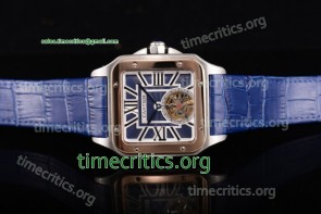 Cartier TriCAR89319 Santos Tourbillon Blue Dial Blue Leather Steel Watch